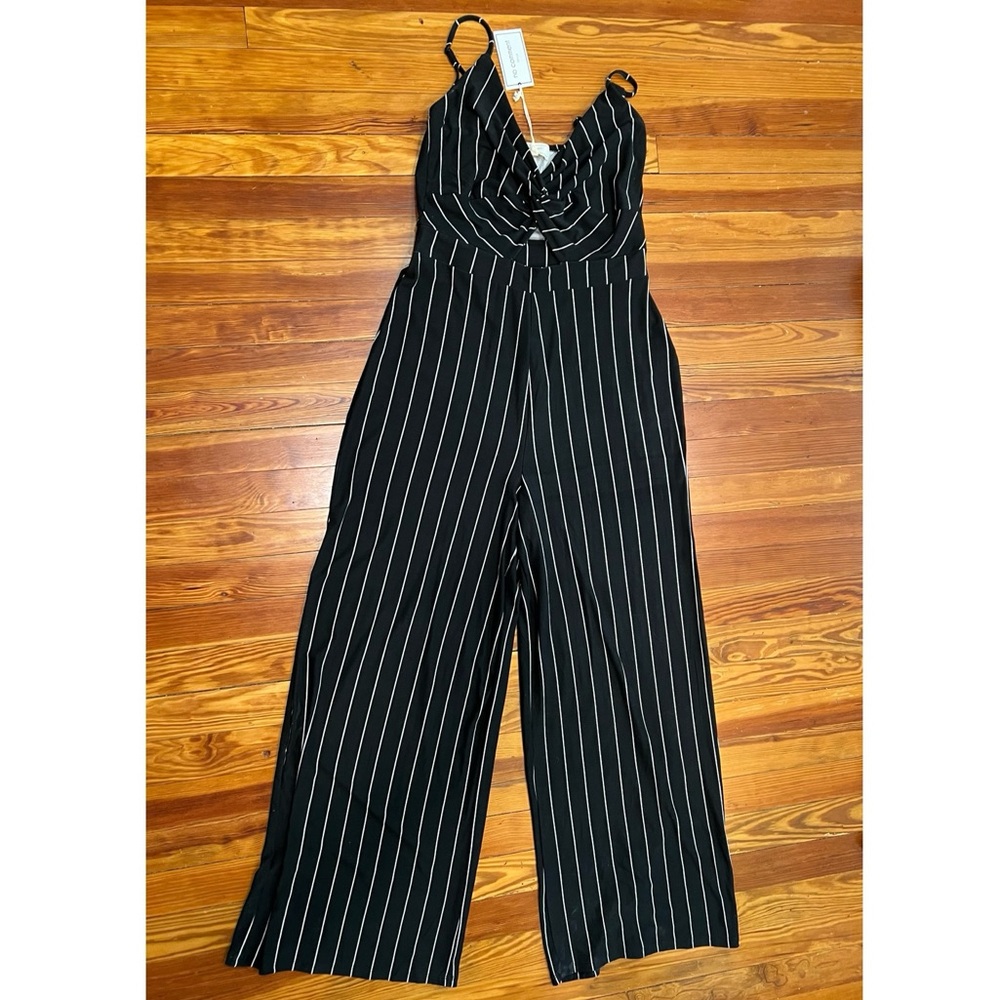 Black and White Striped Jumpsuit